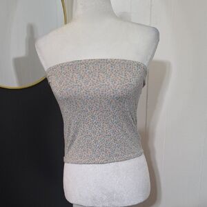 American Eagle Outfitters Grey Floral Strapless Tube Top